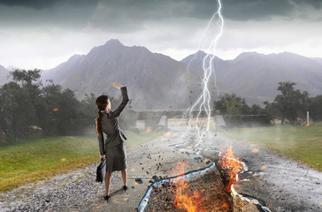 Overcoming crisis break . Mixed media © Sergey Nivens