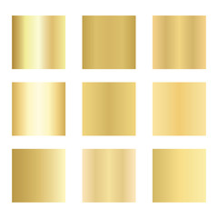 Set of gold gradients. Golden backgrounds. Vector illustration.