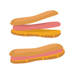 Hot Dog Isolated on White. Sandwich with Sausage