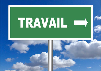 travail panneau et ciel