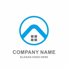 Home Shape Geometric Circle Architecture Real Estate Stock Vector Logo Design Template 