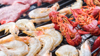 Surf and Turf auf dem Grill - Close Up