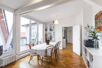 dining room with big dinner table - bautiful apartment
