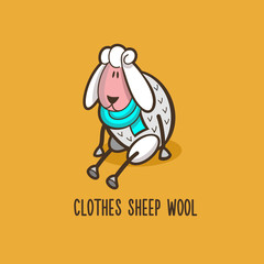 Cute cartoon sheep.  Signs and emblems for 100% natural products