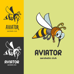 Logo aerobatic club. The emblem of the apiary. Vector illustrati
