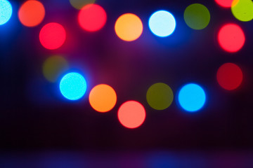 Colorful Bokeh. Lights, Garland, Night City. Christmas Party. Bl