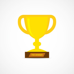 Gold trophy cup icon. Vector illustration.