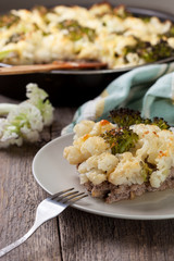 Casserole of broccoli and cauliflower