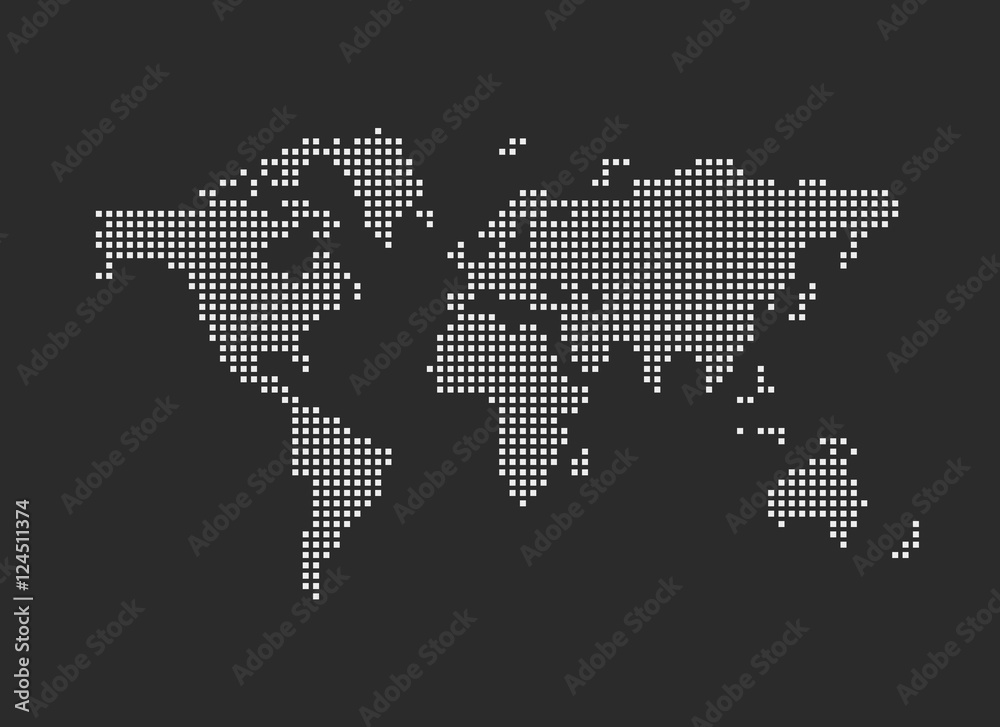 Canvas Prints pixel map of world. vector illustration.