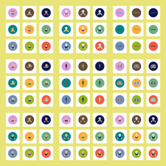 Collection of stylish vector icons in colorful circles body stroke