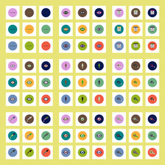 Collection of stylish vector icons in colorful circles vision problems