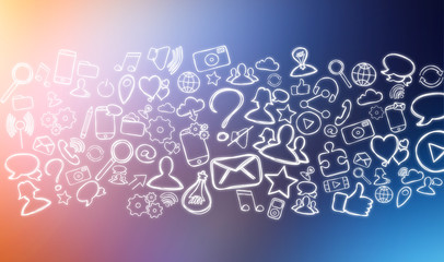 Fresco of multimedia hand drawn icons