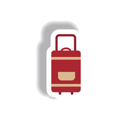 stylish icon in paper sticker style travel suitcase
