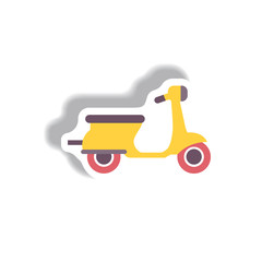 stylish icon in paper sticker style retro scooter