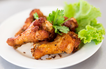 Chicken fried with garlic and pepper