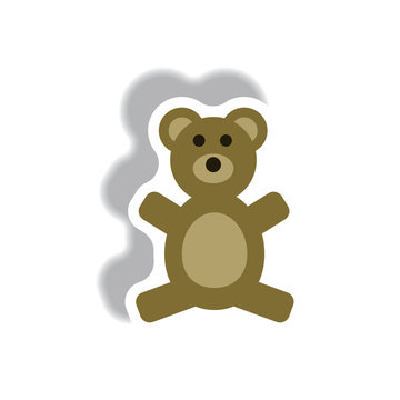 stylish icon in paper sticker style toy bear