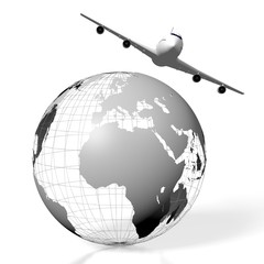 Fototapeta premium 3D plane traveling concept