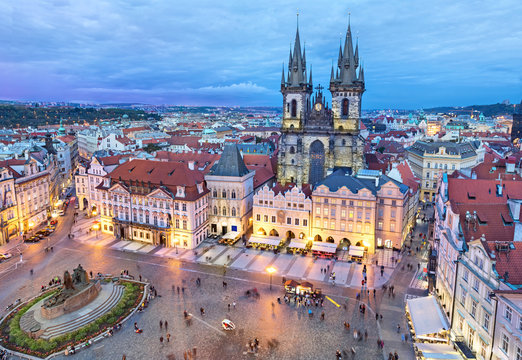 Old Town square in the evening, Prague