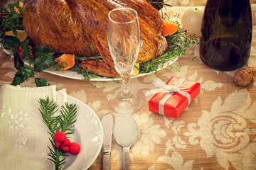 Christmas decoration table setting 