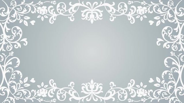 Growing floral frame and Glitter animation - Silver color