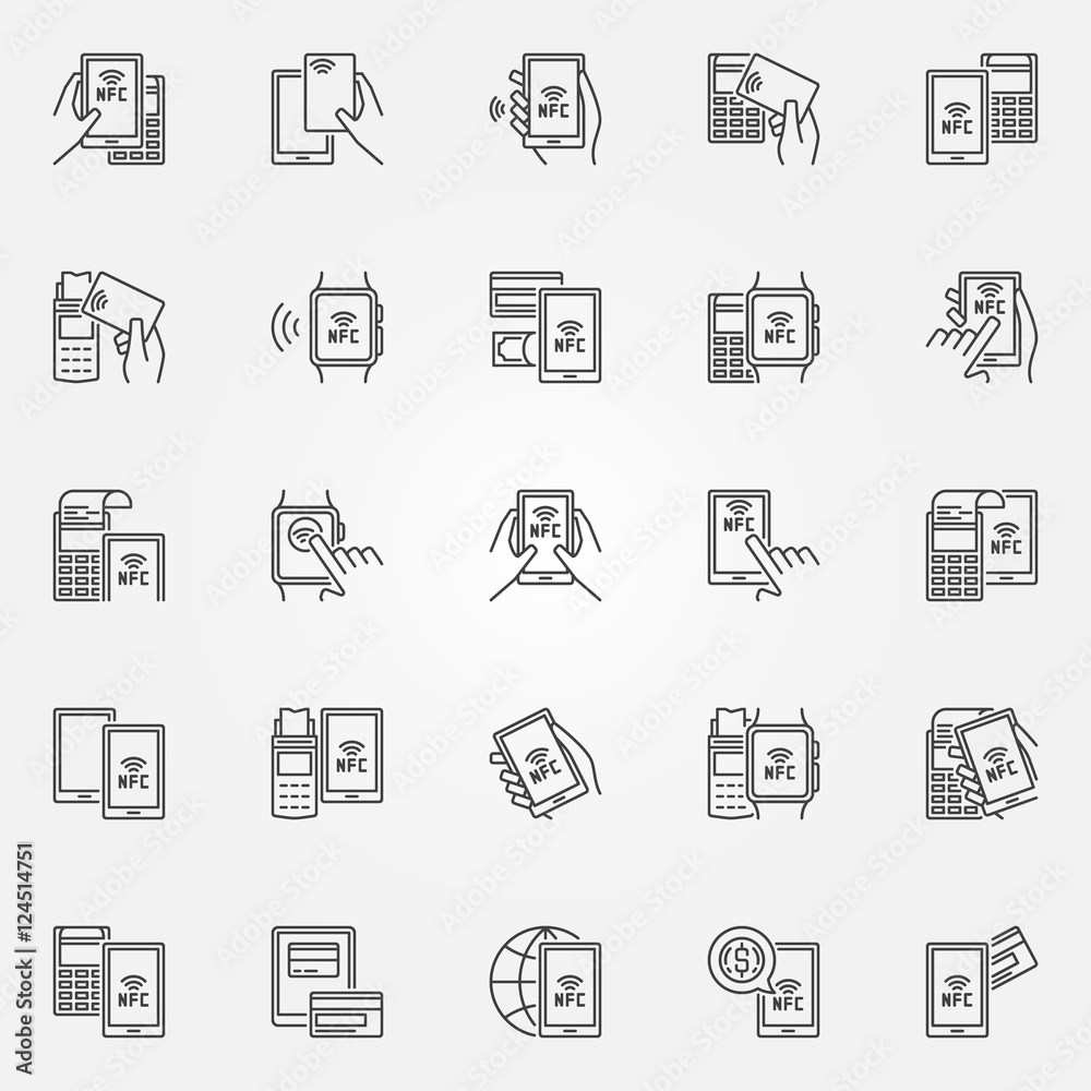 Wall mural nfc payment icons