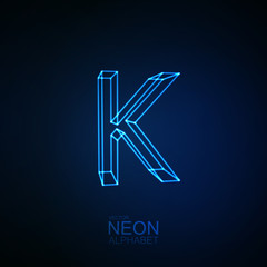 Neon 3D letter K