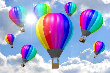 Naklejka premium 3D hot air balloons