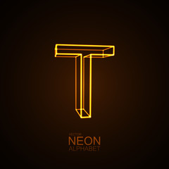 Neon 3D letter T