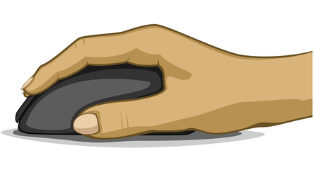 Right hand on the computer mouse, isolated