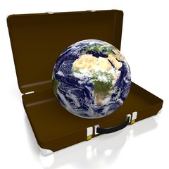 3D Earth (Europe, Africa, Middle East side), briefcase, suitcase - great for topics like traveling etc.