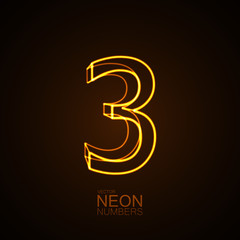 Neon 3D number 3