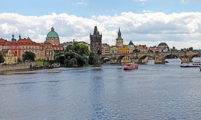 Charles Bridge at sunset. Prague.Czech Republic