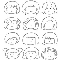 vector set of woman face