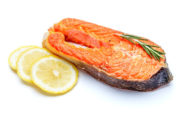 Crispy roasted salmon steak