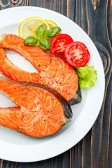 Crispy roasted salmon steak