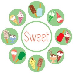 Nice picture of a colored scheme with various kinds of delicious