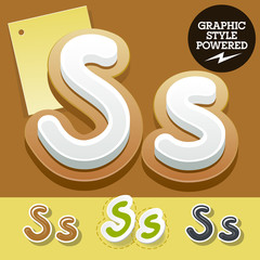 Vector set of handwritten delicious alphabet. Optional colorful graphic styles. Letter S