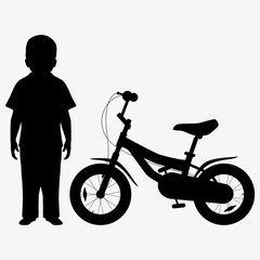 Kid and bicycle silhouette