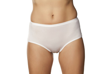 Fototapeta na wymiar A women plain white cotton panties with high waist