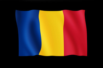 flag of Romania on black background