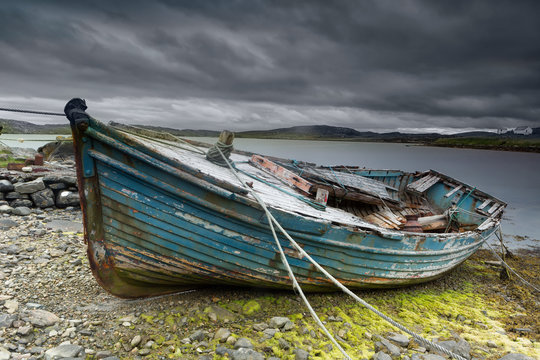 Old boat on beach