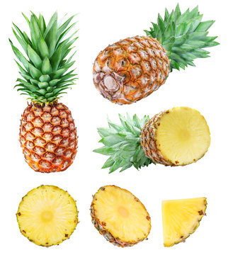 Set from pineapples isolated on white background