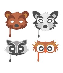 Cartoon animal party mask vector.