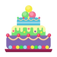 Cream birthday cake pie vector.