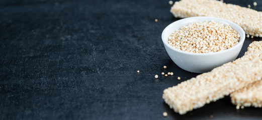 Quinoa Bars on a slate slab