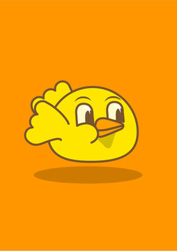 Little yellow bird. Vector illustration