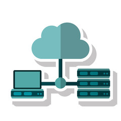 Cloud laptop and data base icon. Cloud computing storage technology and virtual theme. Isolated design. Vector illustration
