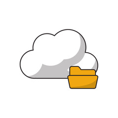 Cloud with file icon. Cloud computing storage technology and virtual theme. Isolated design. Vector illustration