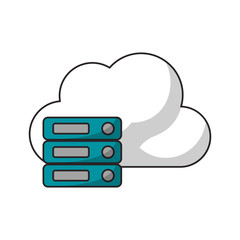 Cloud and data base icon. Cloud computing storage technology and virtual theme. Isolated design. Vector illustration