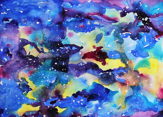 Fototapeta na wymiar Watercolor galaxy illustration.